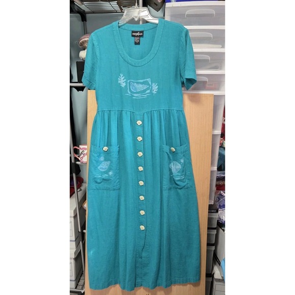 Positive Attitude Dresses & Skirts - Positive Attitude Size M Ladies Seashell Cottagecore Linen Blend Maxi Dress